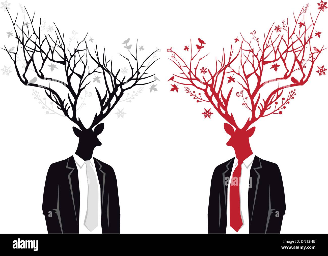 Mann mit Hirsch Kopf, Weihnachten Vektor Stock Vektor