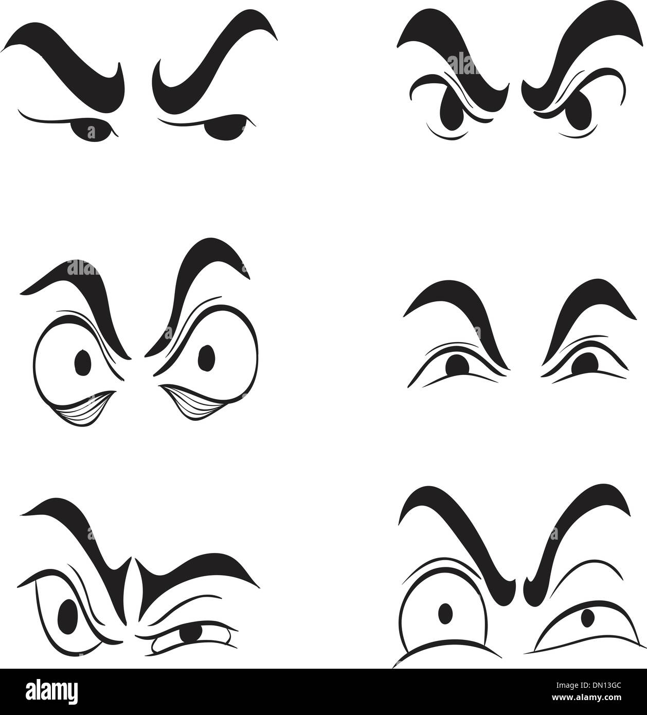 Wutend Cartoon Augen Gesetzt Vektor Stock Vektorgrafik Alamy