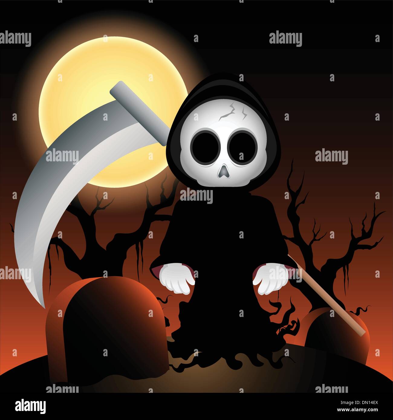Vektor-Sensenmann in der Nacht Stock Vektor