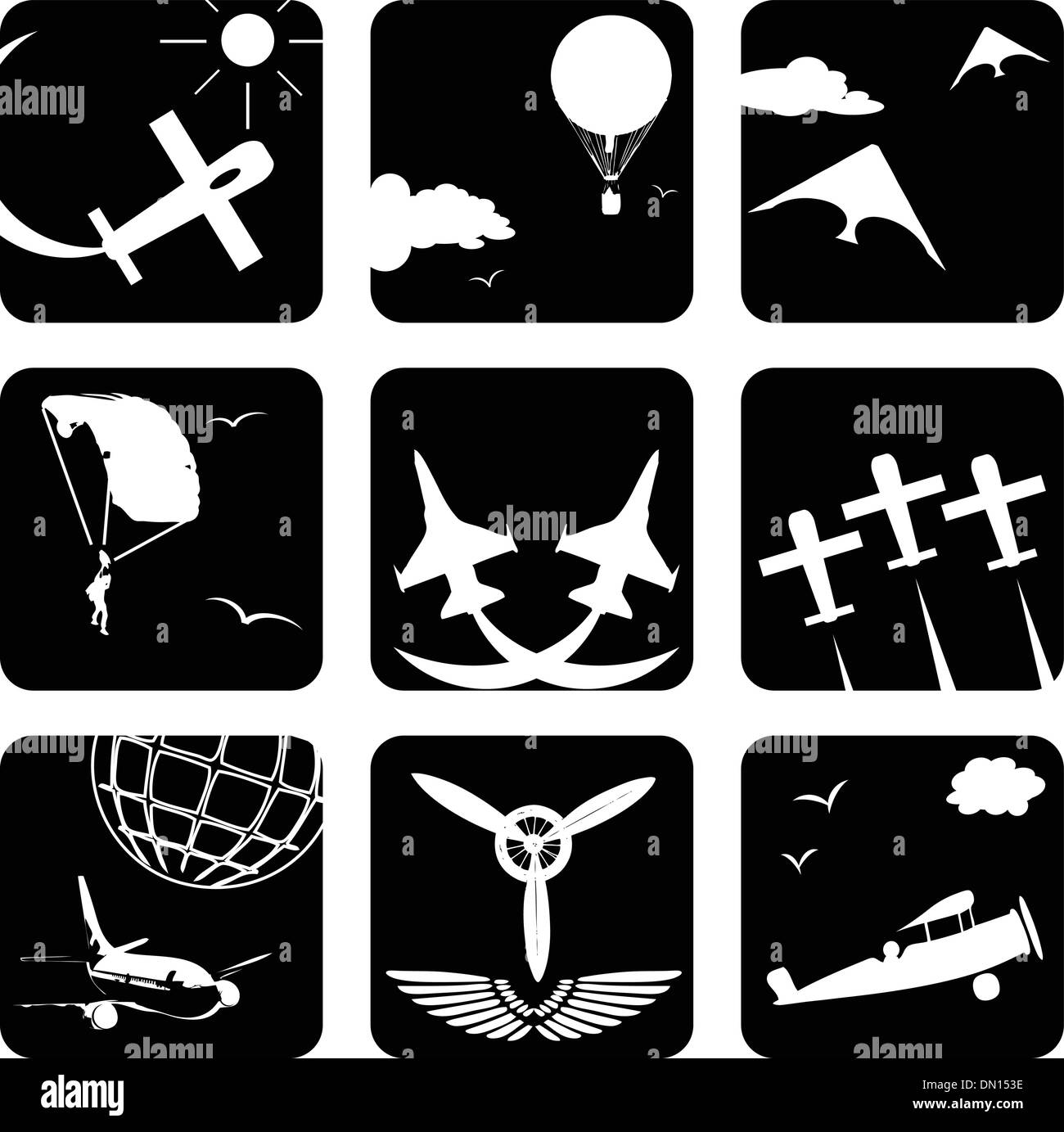 Symbole für die Luftfahrt Stock Vektor