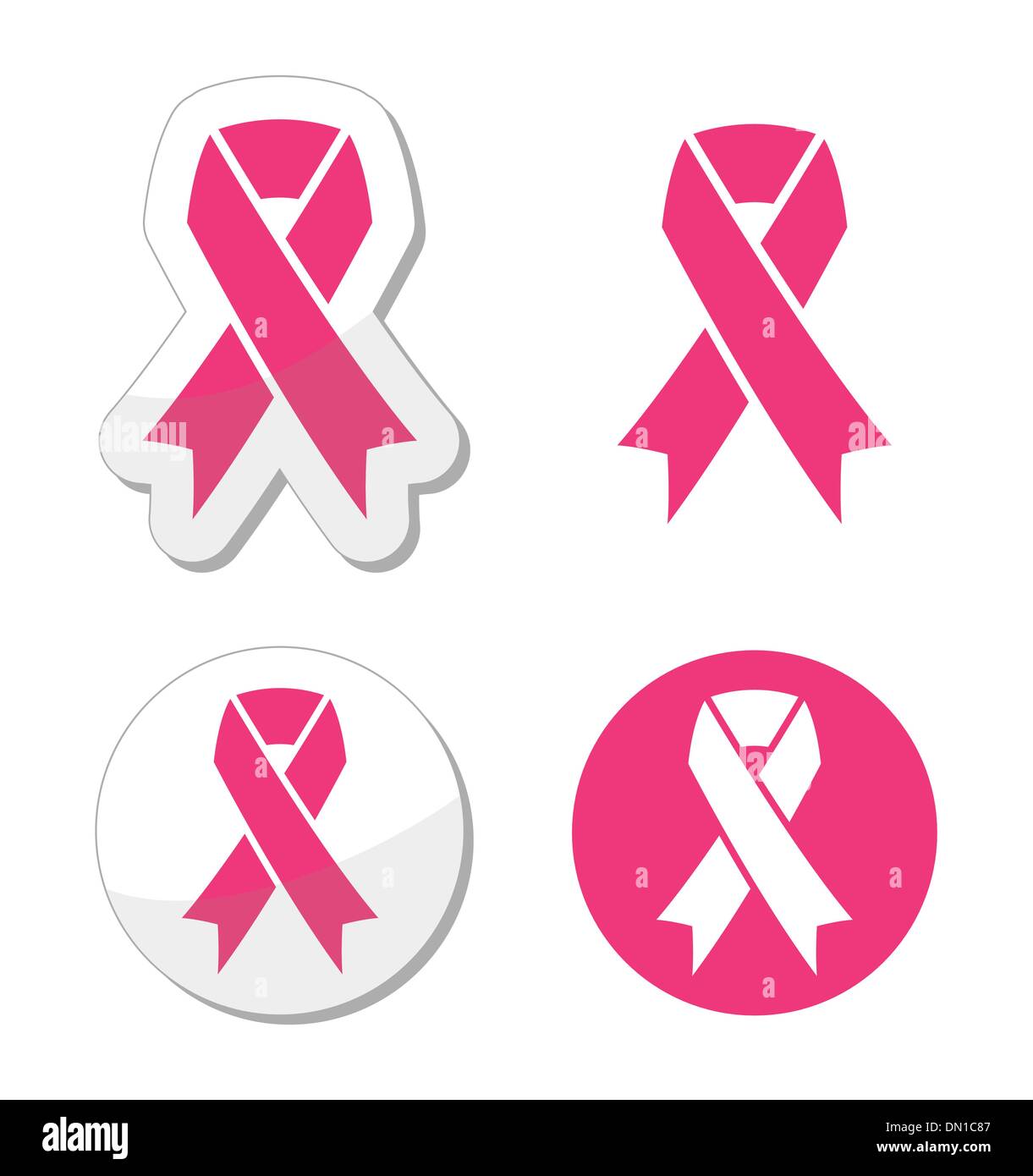 Vektor-set rosa Bändern Symbole für Breast Cancer awareness Stock Vektor