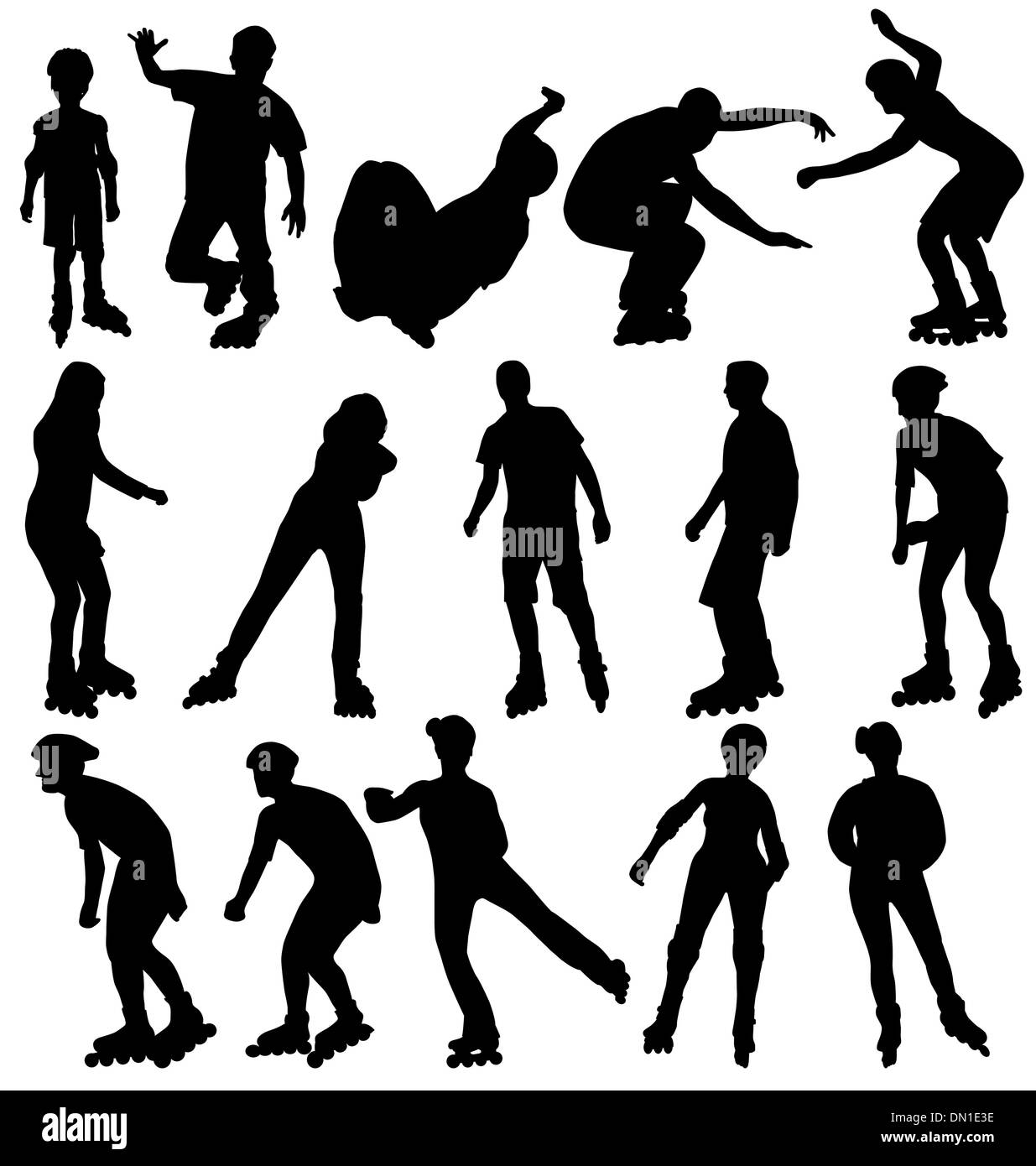 Rollerblade-Silhouetten Stock Vektor