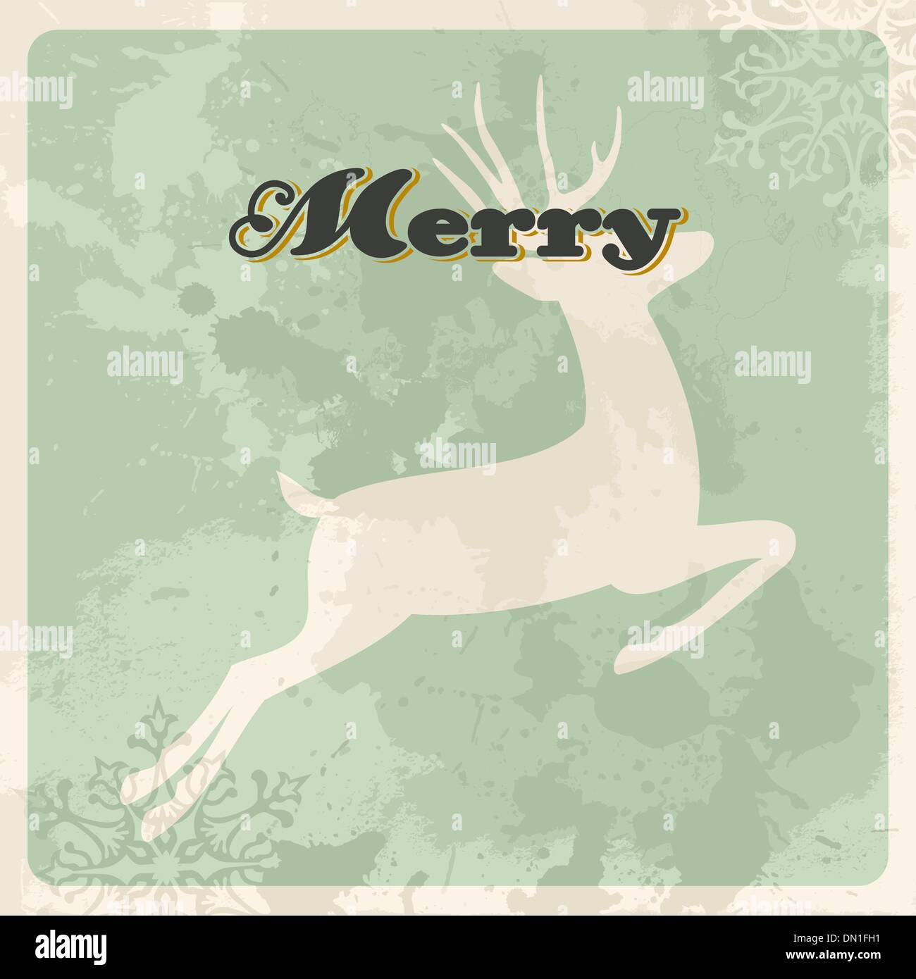 Frohe Weihnachten und ein glückliches neues Jahr alte Ansichtskarte Stock Vektor