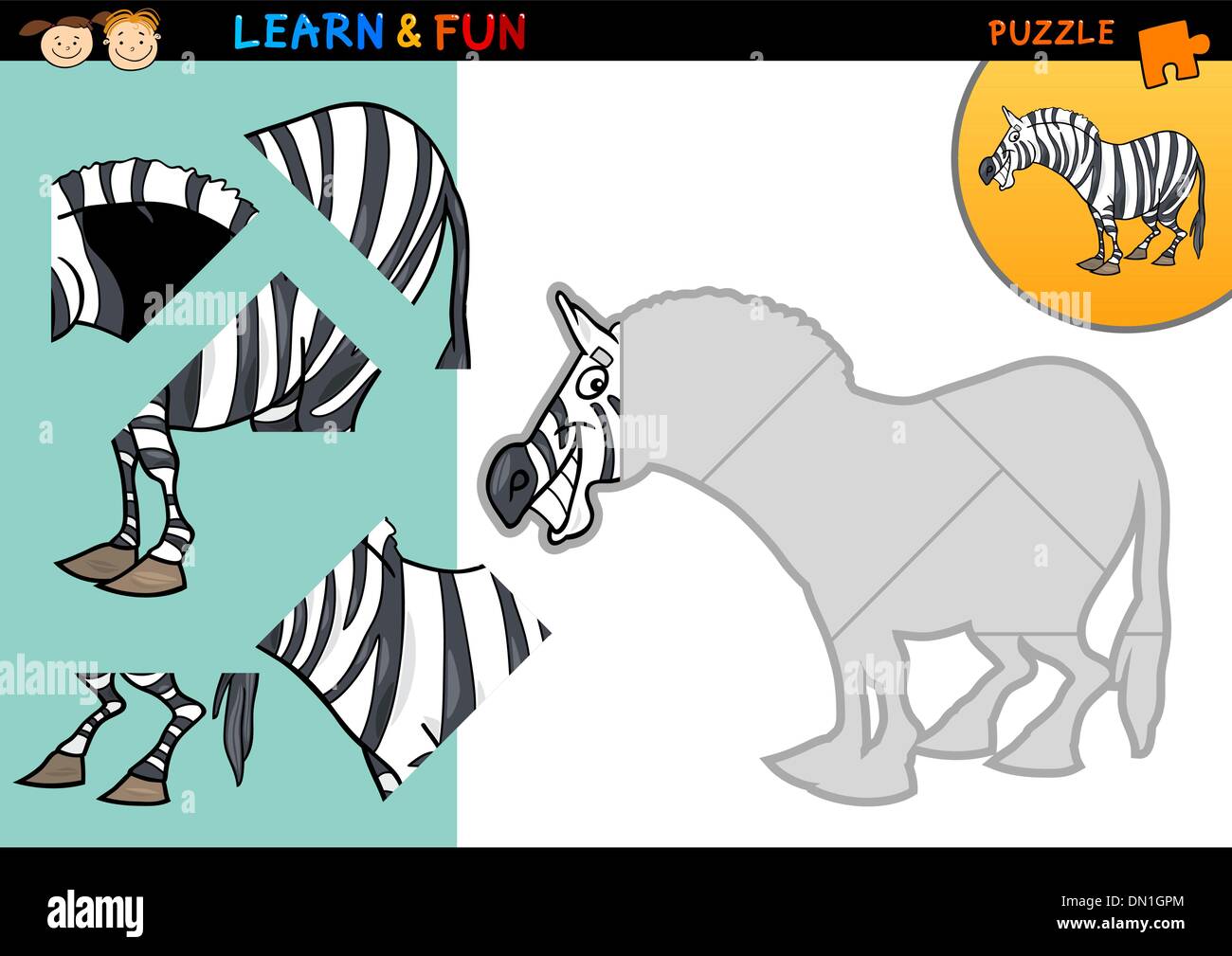 Cartoon-Zebra-Puzzle-Spiel Stock Vektor