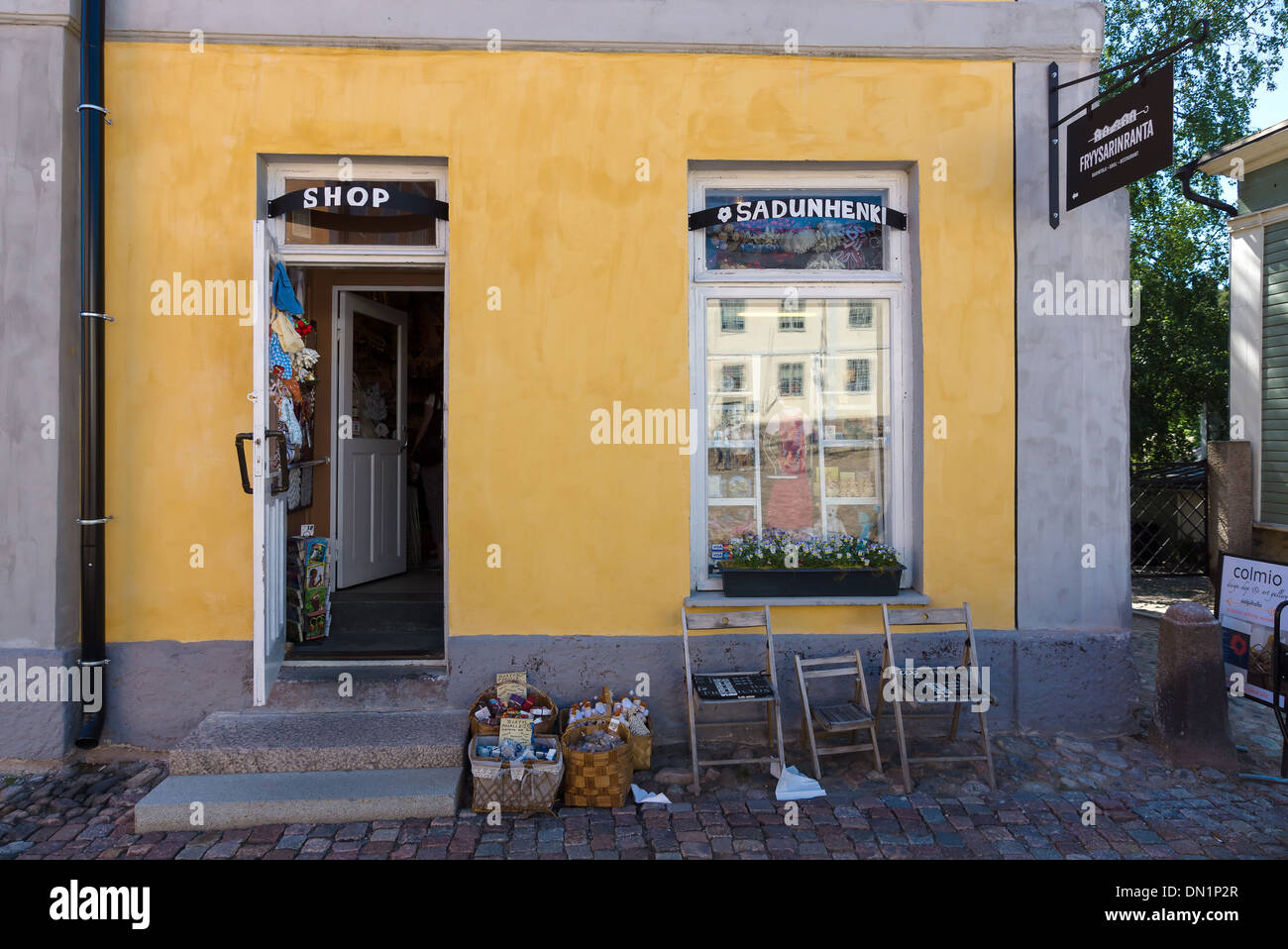 Die Einkaufsstraße der Altstadt. Porvoo. Finnland Stockfoto