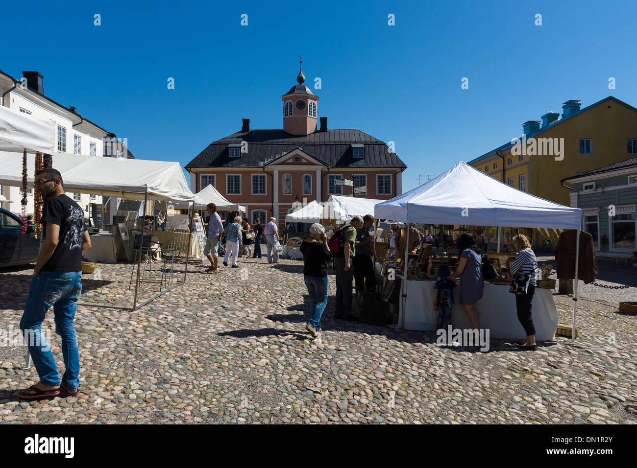 Der Marktplatz. Porvoo. Finnland Stockfoto