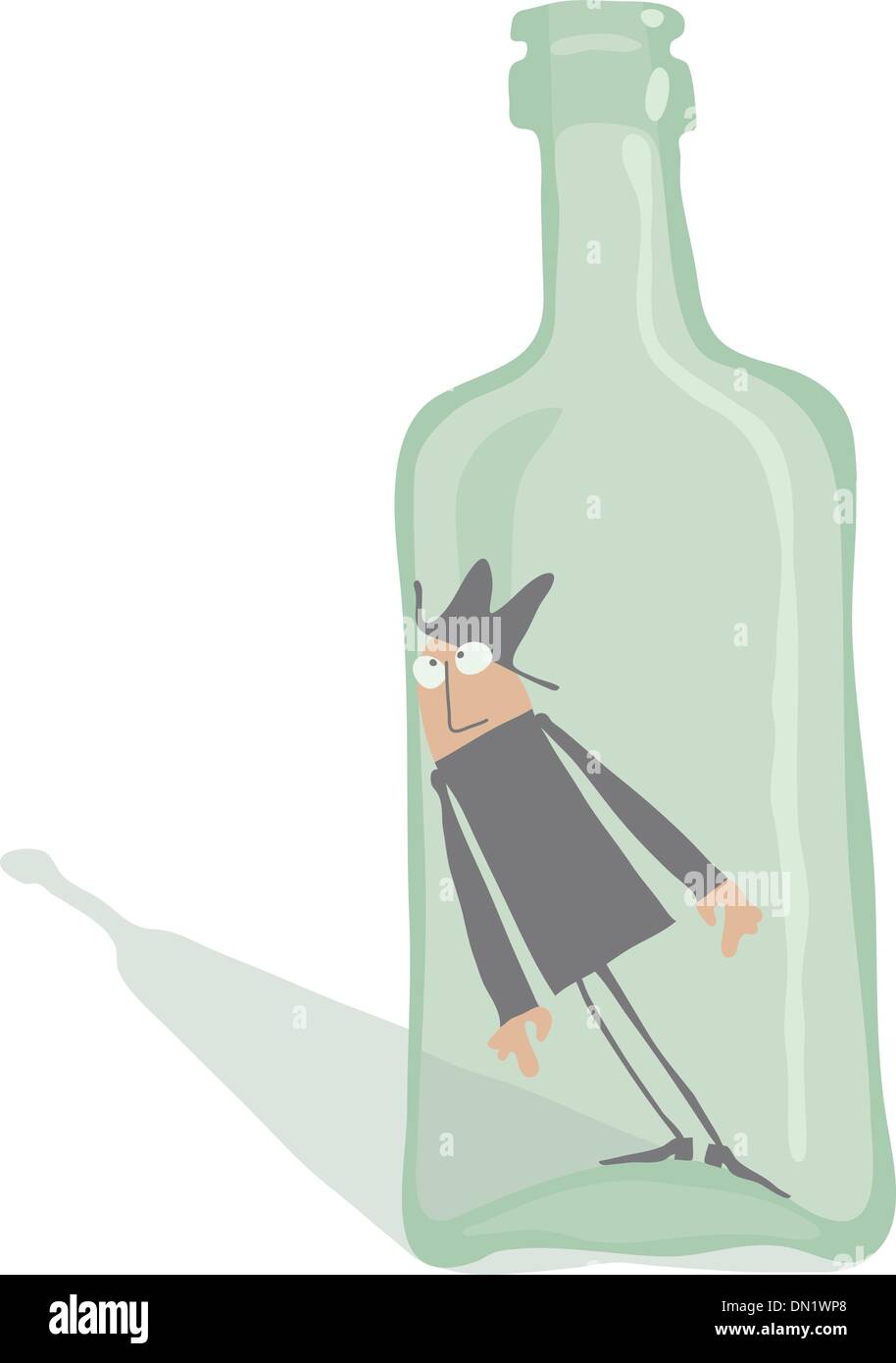 Trunkenbold in der Flasche Stock Vektor