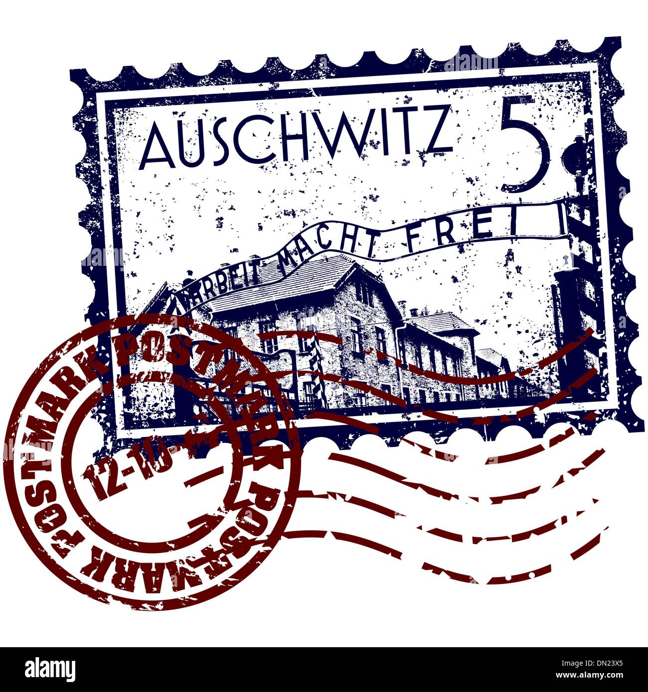 Vektor-Illustration von Auschwitz Stempel Stock Vektor