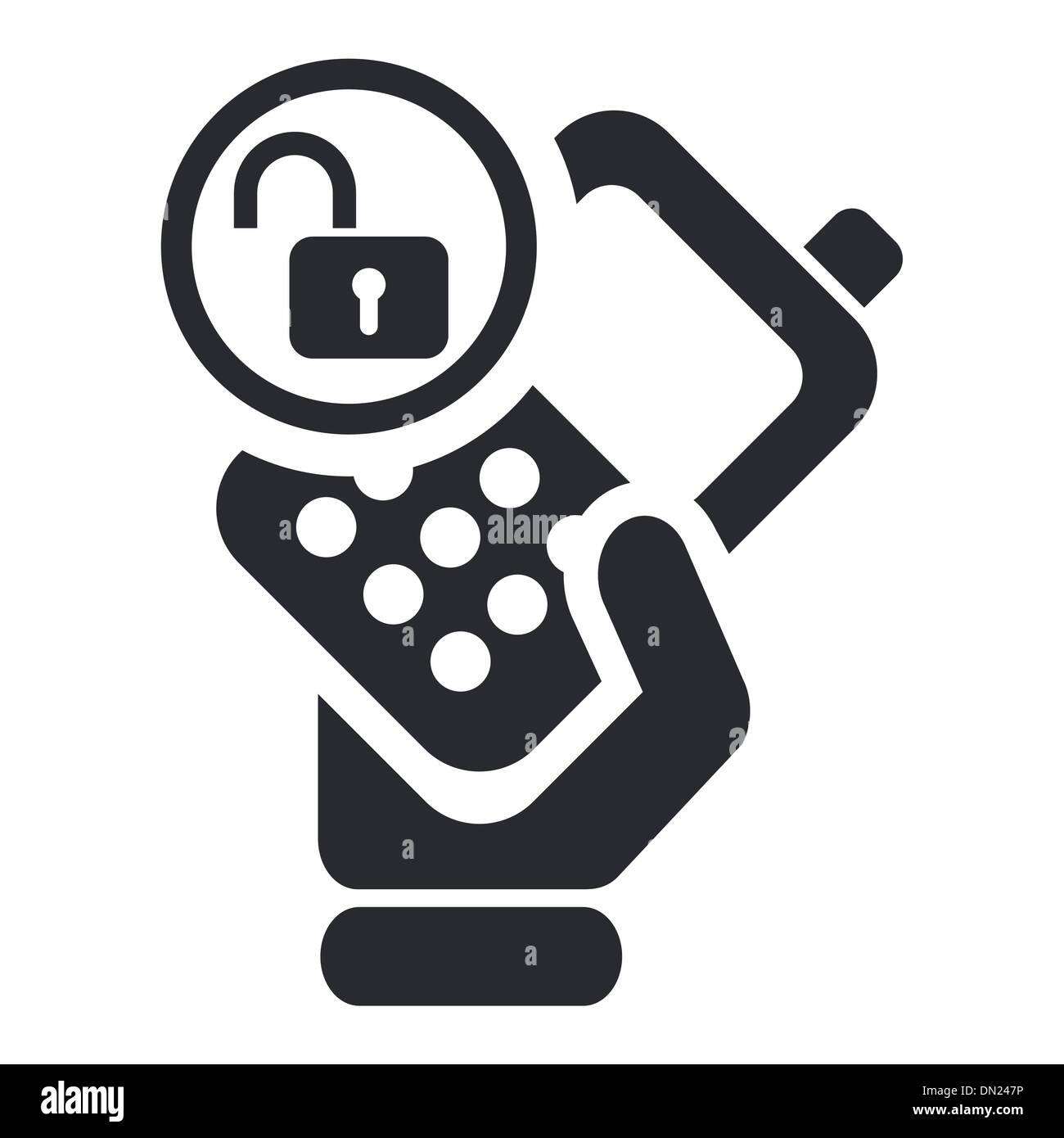 Vektor-Illustration von isolierten entsperrt Telefon-Symbol Stock Vektor