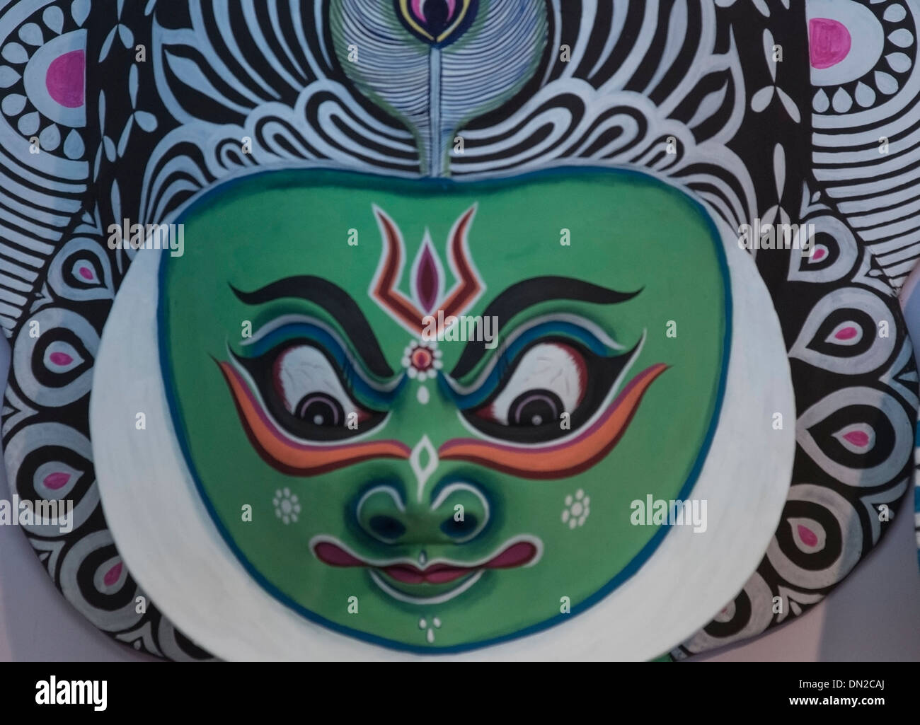 Handarbeit von Papier-Maske von Lord Krishna. Stockfoto