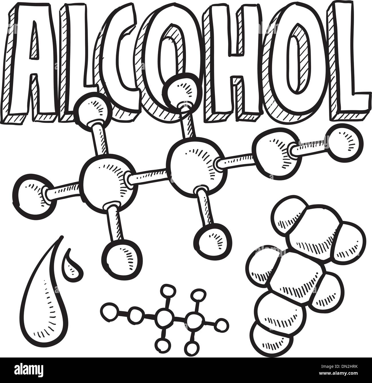 Alkohol-Molekül Wissenschaft Abbildung Stock Vektor