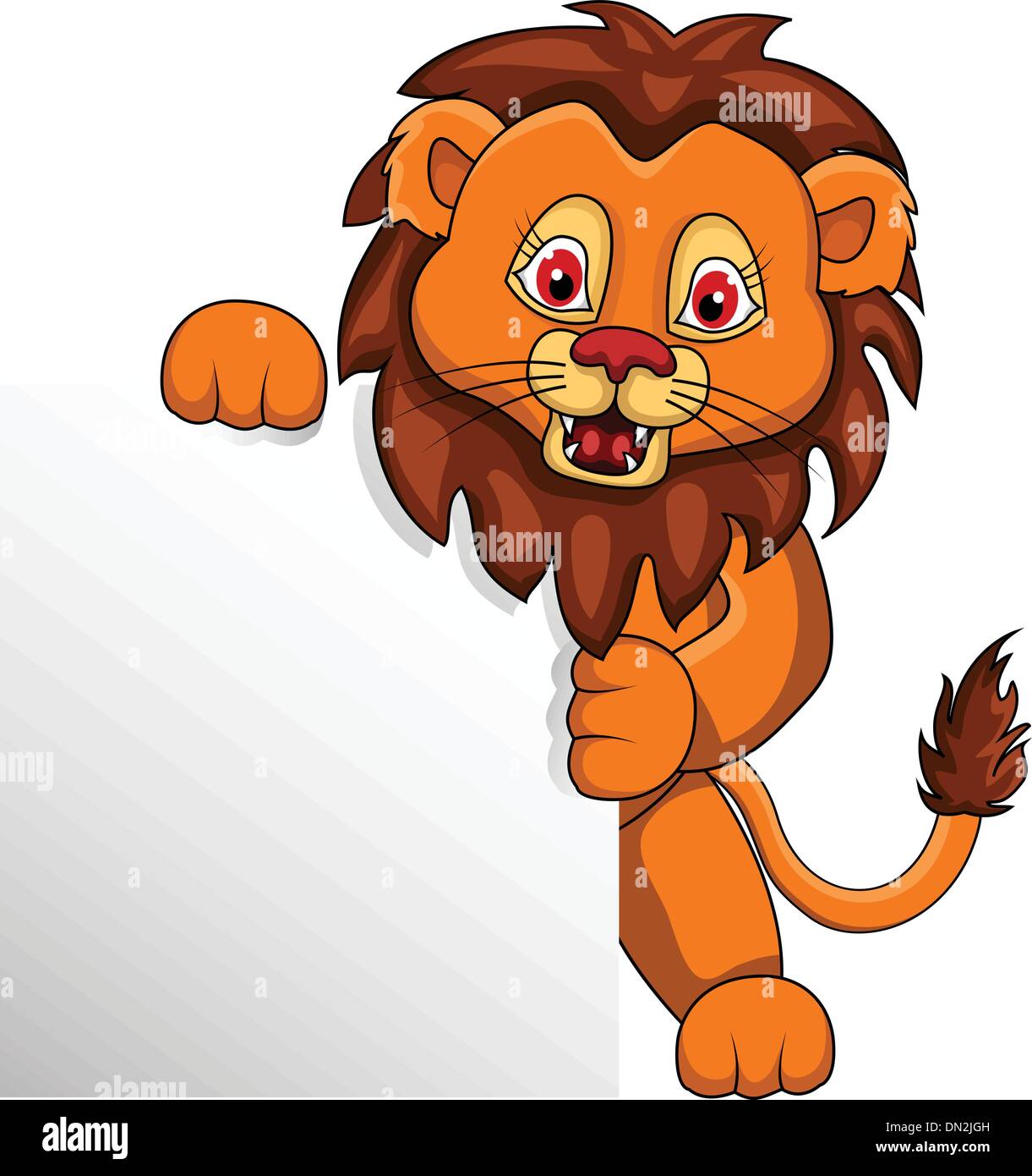Lustige Comic-Löwe mit leere Zeichen Stock-Vektorgrafik - Alamy
