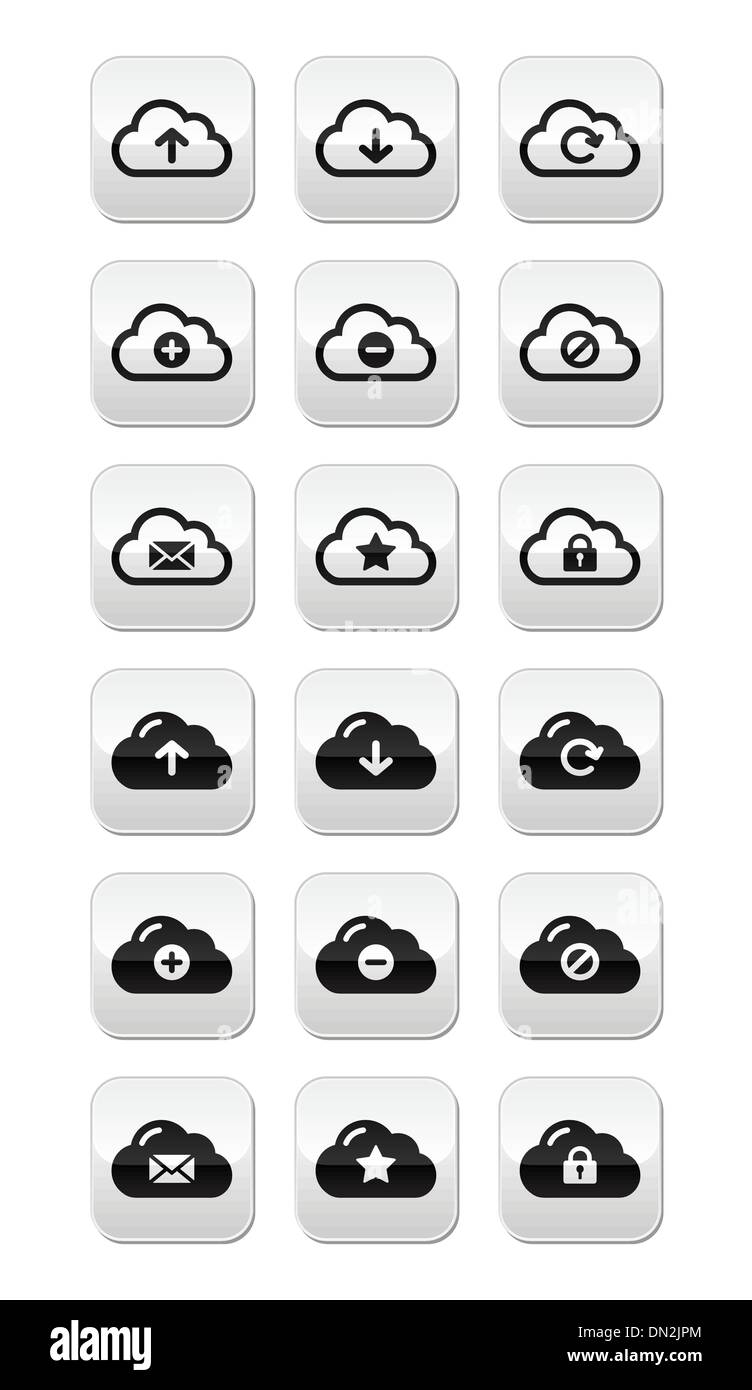 Cloud-Vektor-Tasten set für web Stock Vektor