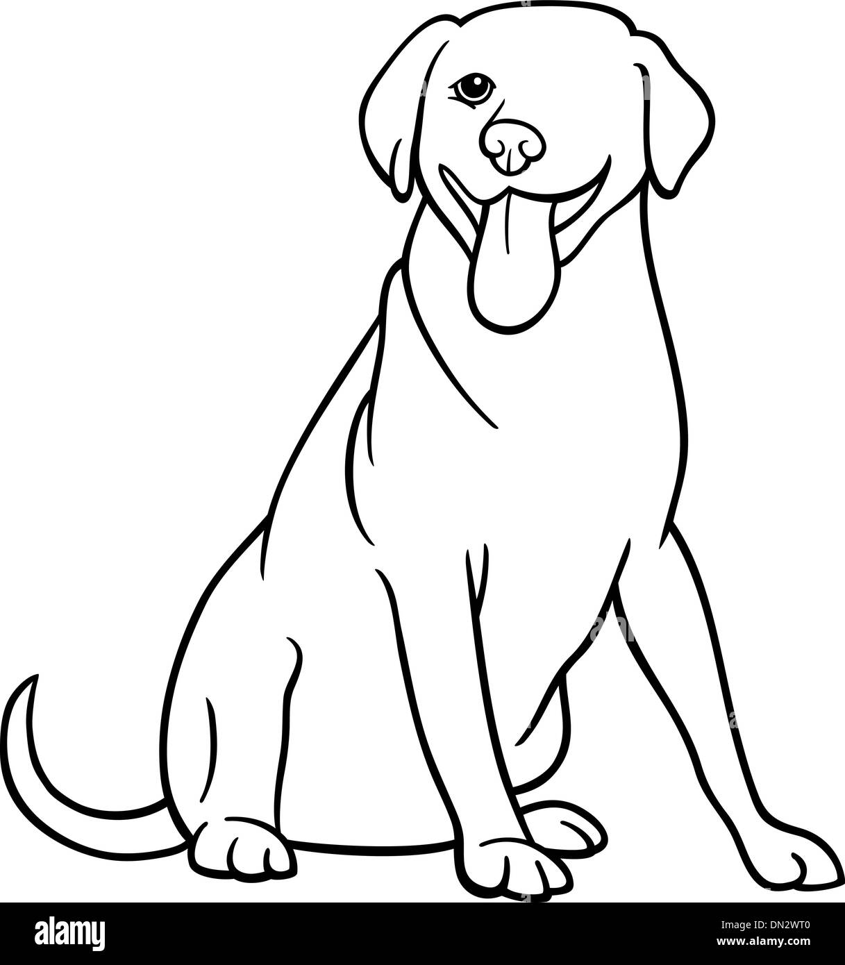 Labrador Retriever Hund Cartoon zum Ausmalen Stock Vektor
