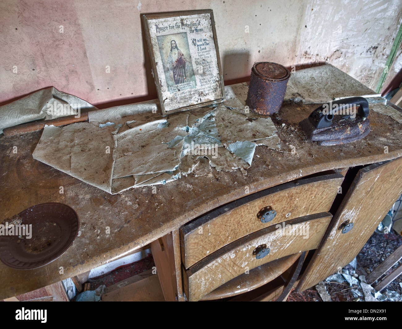 Sideboard in verlassenen Haus, South Uist Stockfoto