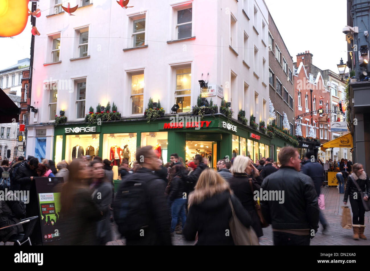 Carnaby street im Westend von London uk Dez. 2013 Stockfoto