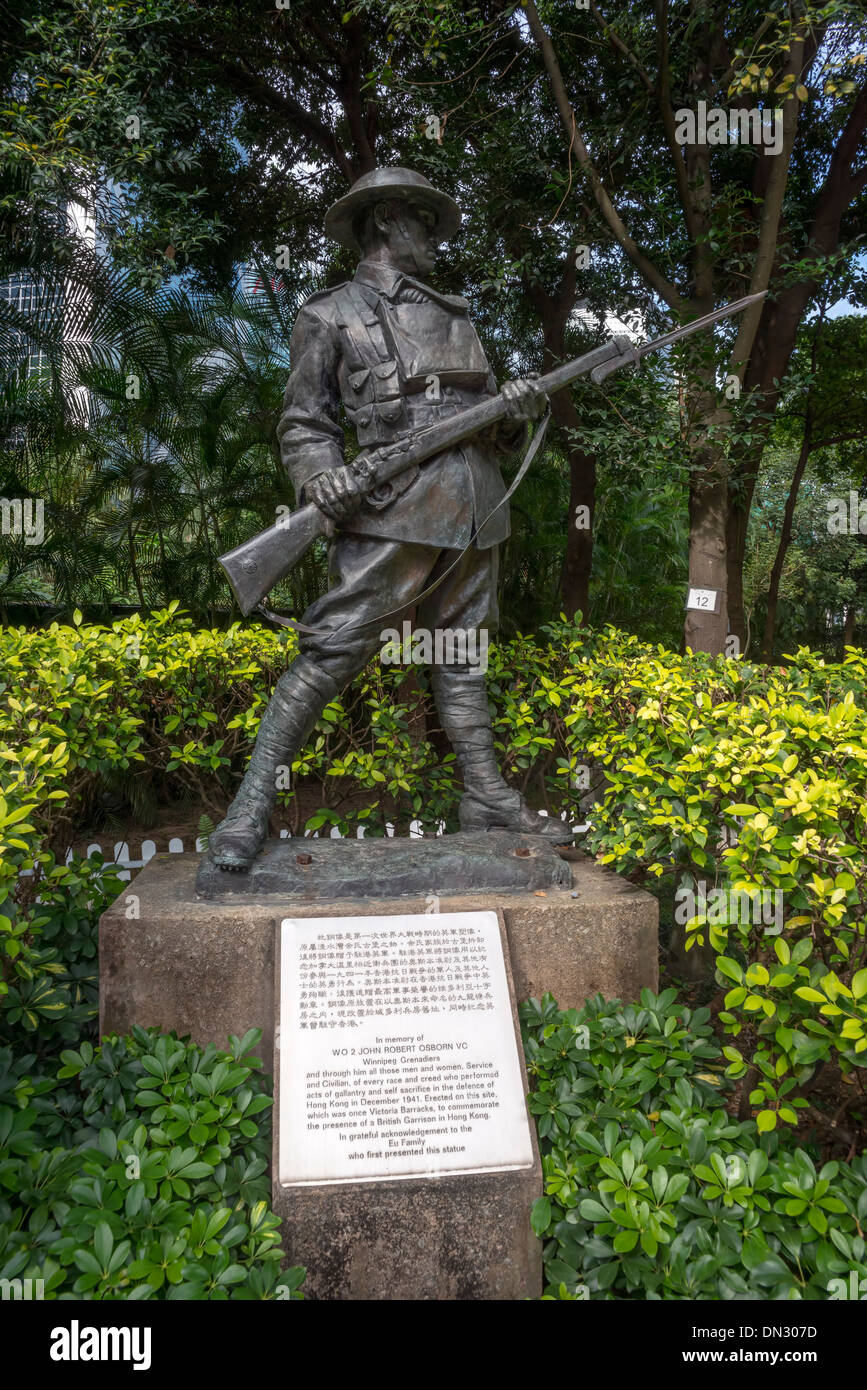 Statue von Sergeant Major Osborn V.C., Hong Kong Park, Hong Kong Stockfoto