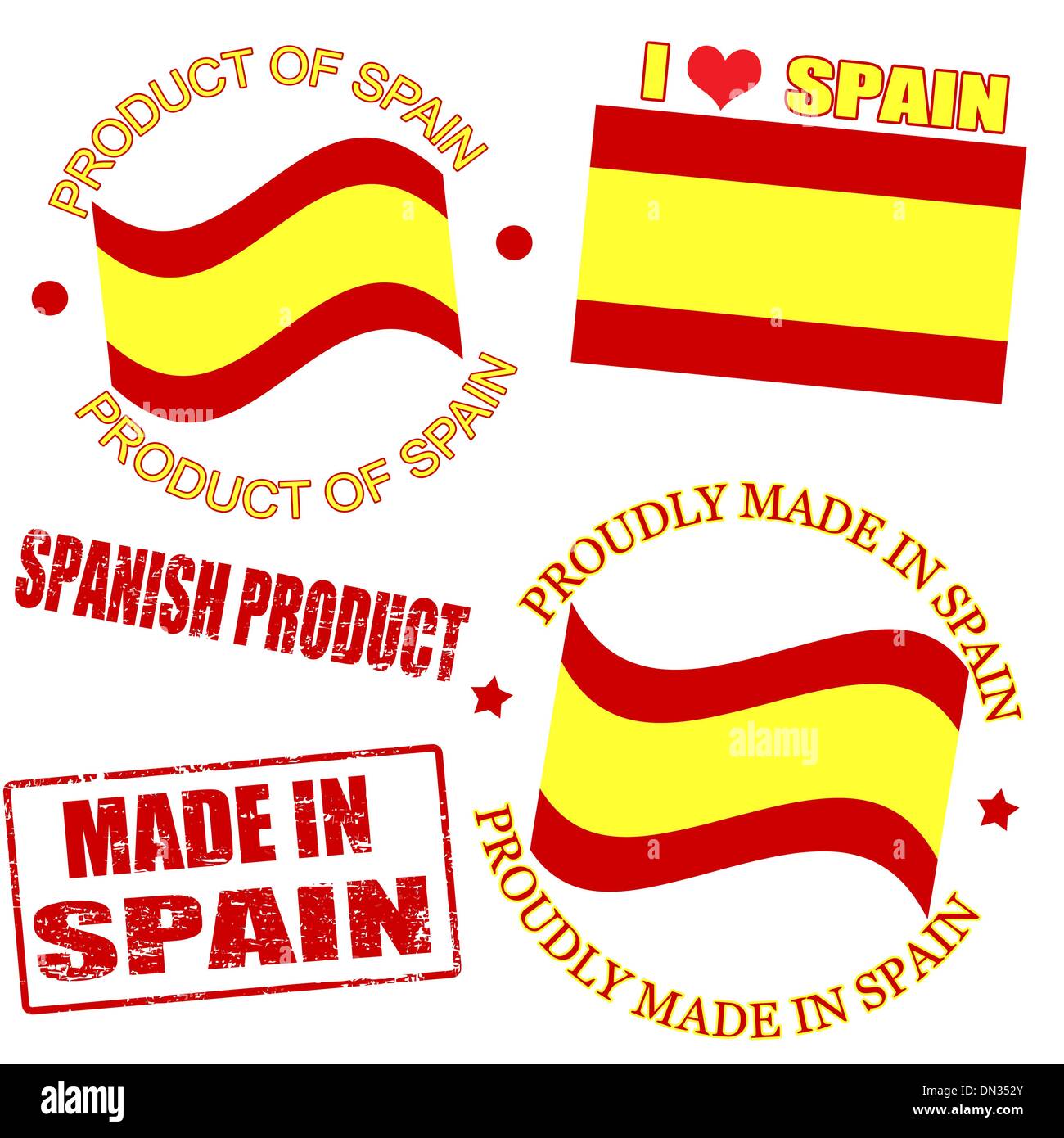 Produkt von Spanien Briefmarken Stock Vektor