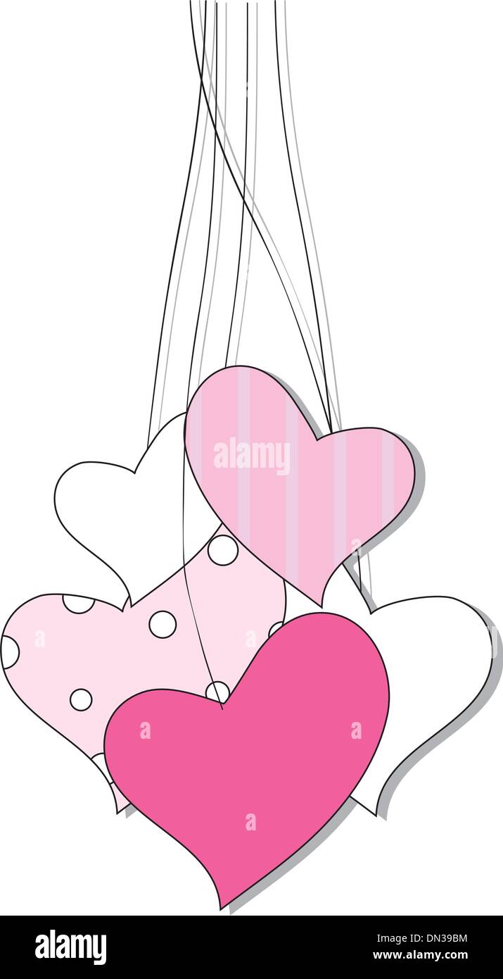 hängende Herzen Hintergrund Stock Vektor