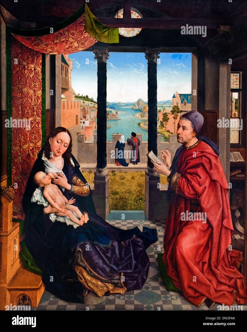 Saint Luke Zeichnend die Jungfrau 1435–1440 Gemälde, zugeschrieben dem frühen niederländischen Maler Rogier van der Weyden, Museum of Fine Arts, Boston Stockfoto