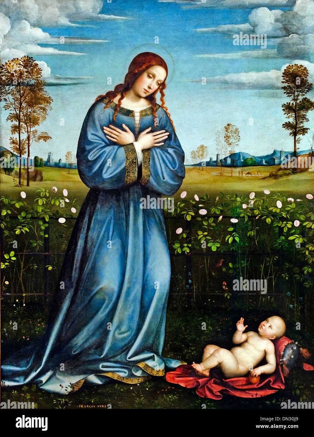 Madonna Im Rosenhag Francia Francesco di Marco Raibolini) Il 1450-1517 Italien Italiany Italienisch Stockfoto