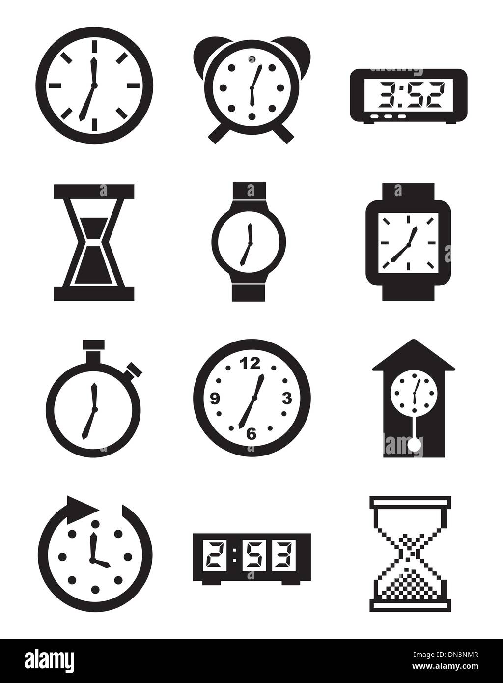 Uhr-Symbole Stock Vektor