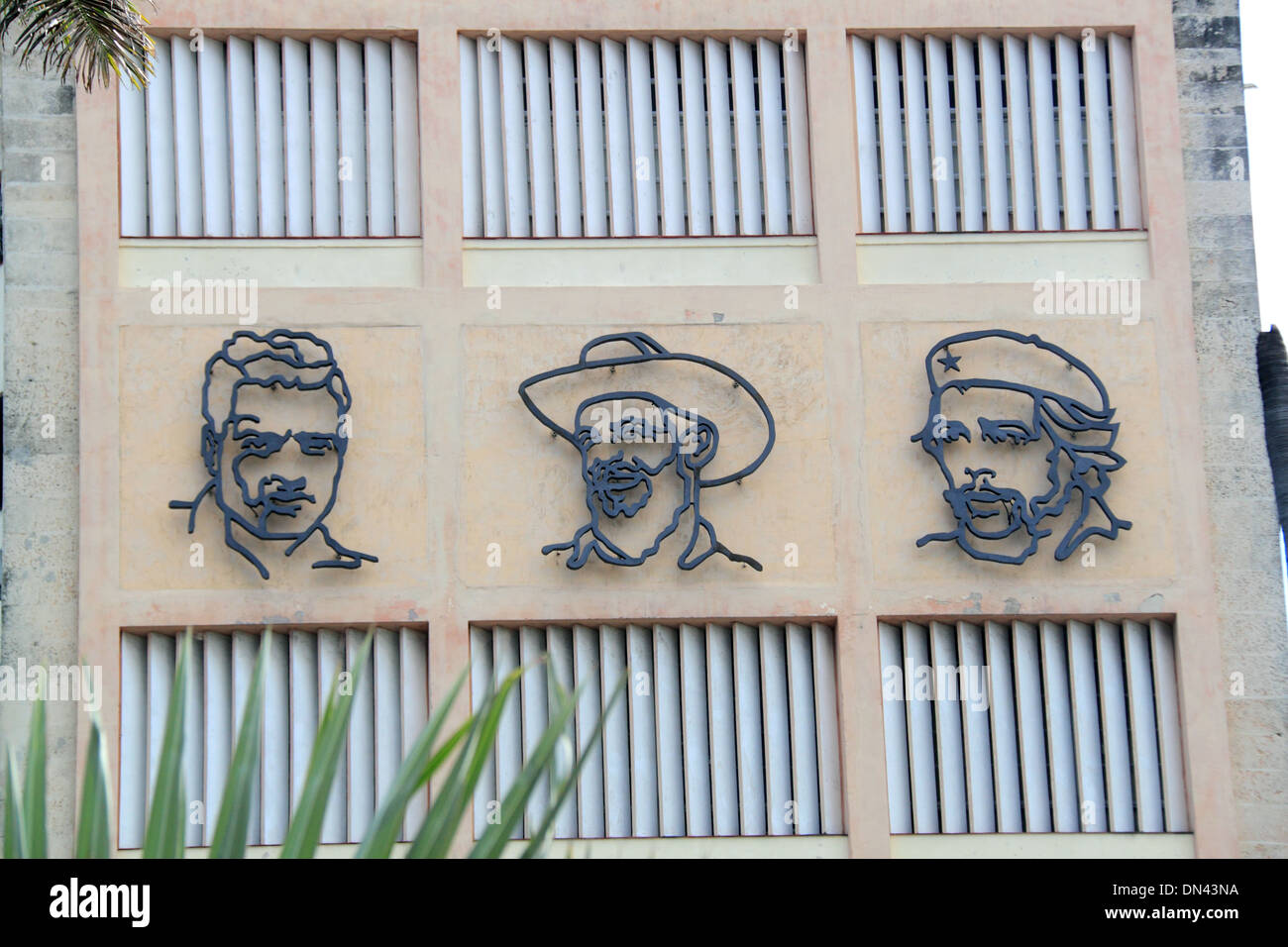 Fidel Castro, Camilo Cienfuegos und Che Guevara Relief, Alt-Havanna (La Habana Vieja), Kuba, Karibik, Mittelamerika Stockfoto