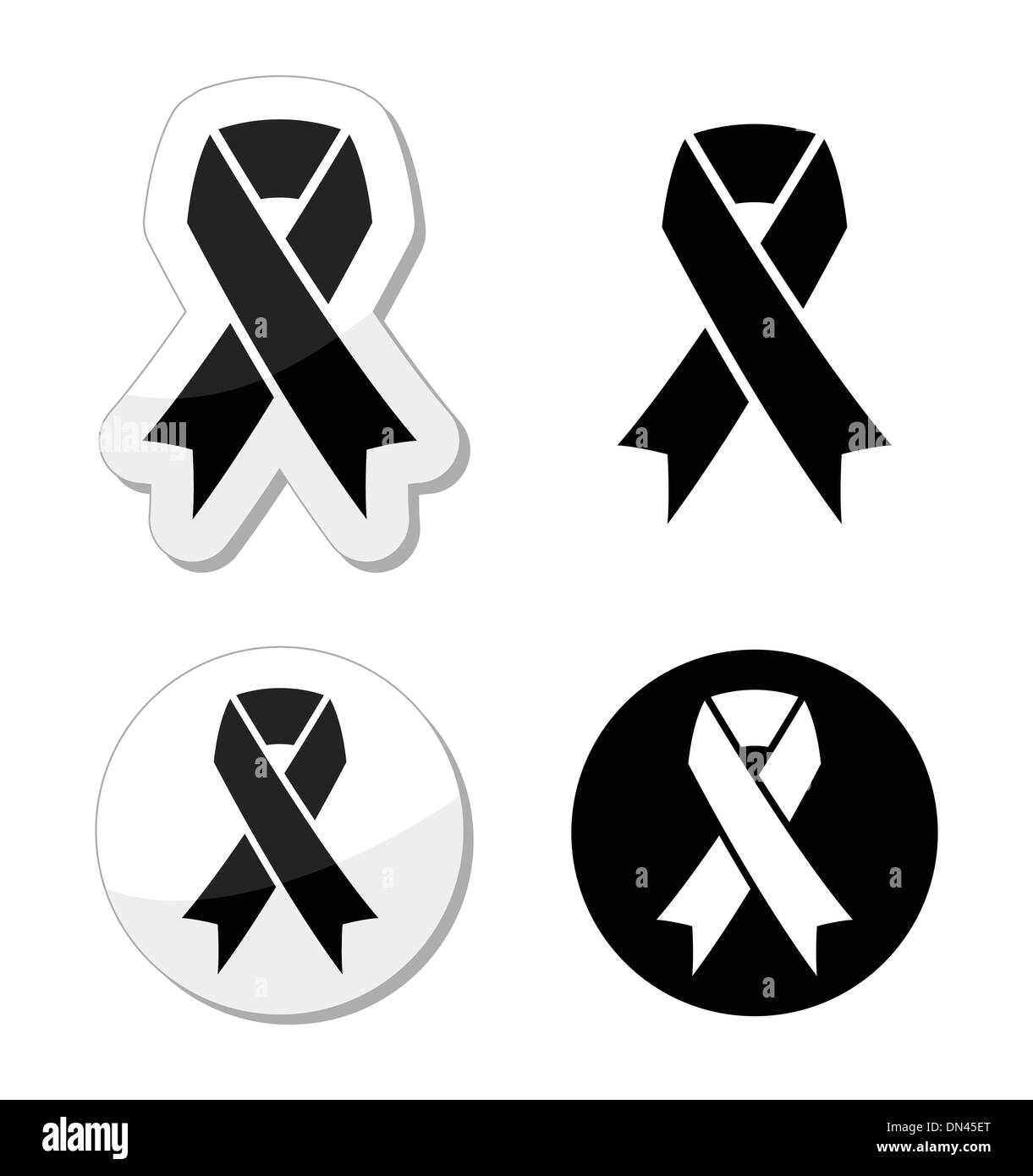 Schwarzes Band - Trauer, Tod, Melanom-symbol Stock Vektor