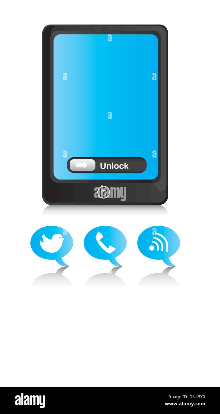 Telefon mit Symbolen Stock Vektor