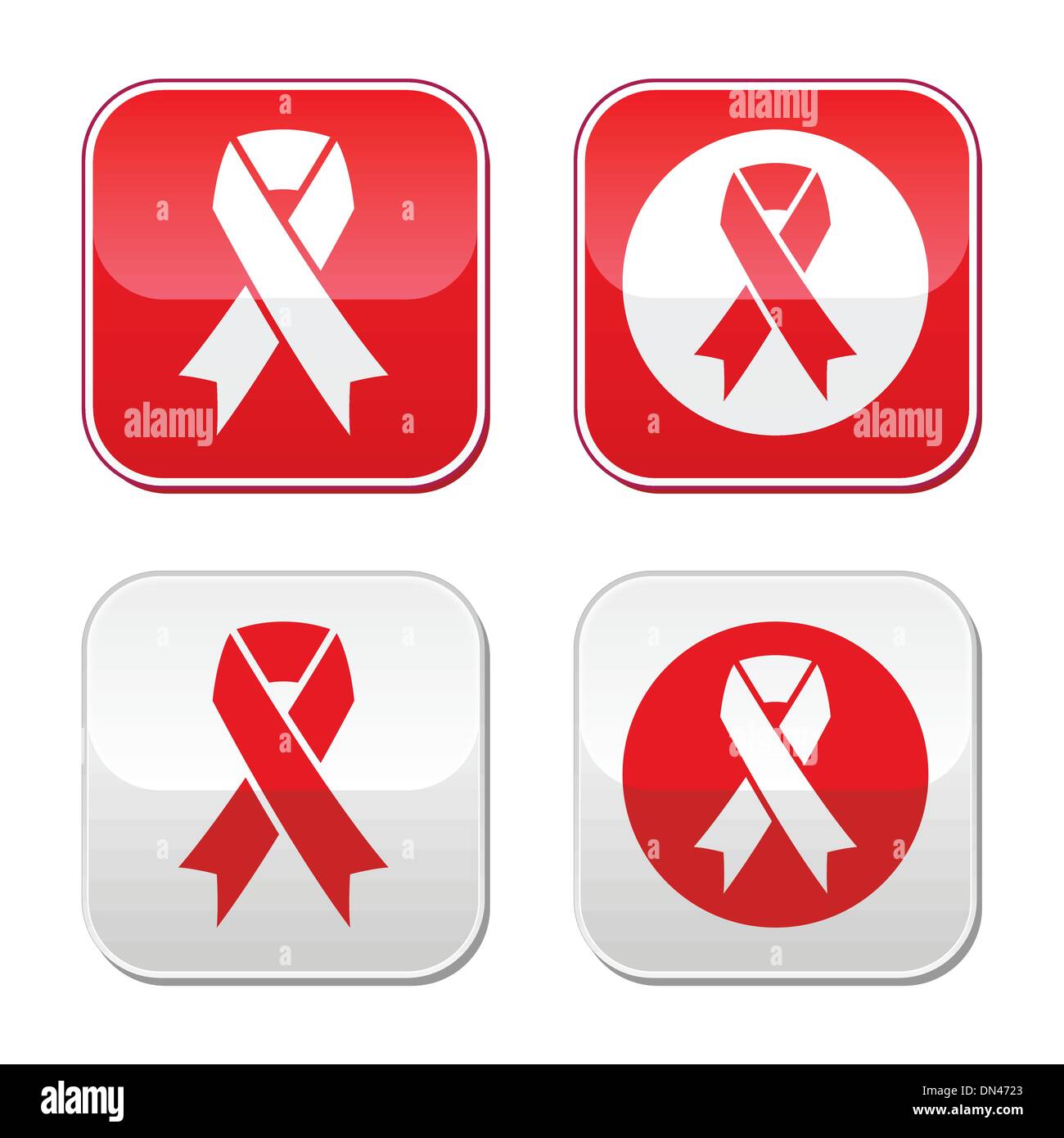 Rotes Band - AIDS, HIV, Herz-Kreislauferkrankungen, Schlaganfall Schlüsse Zeichen Stock Vektor
