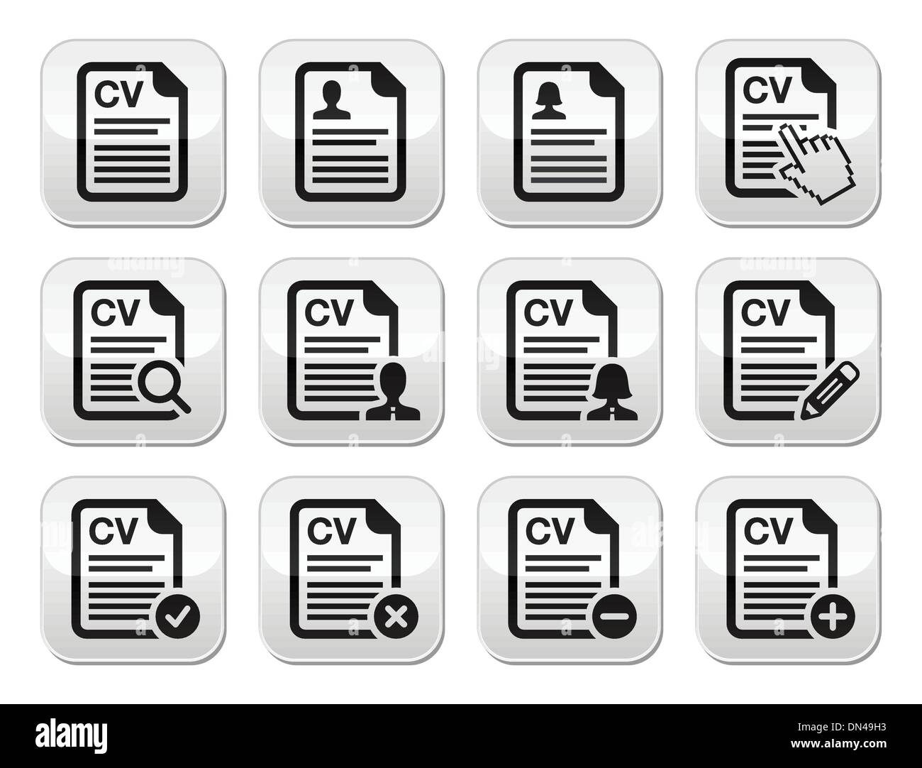 CV - Curriculum Vitae, Lebenslauf-Vektor-Knöpfe-set Stock Vektor