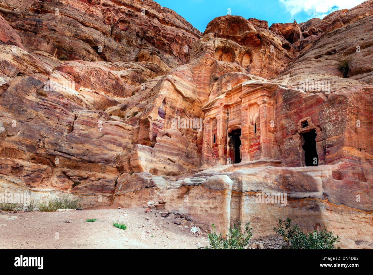 Gräber in Petra, Jordanien Stockfoto