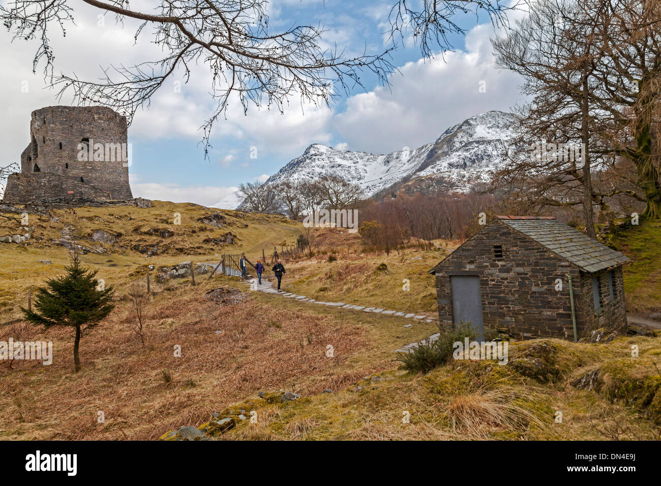 Dolbadarn Burg und Snowdonia. Stockfoto