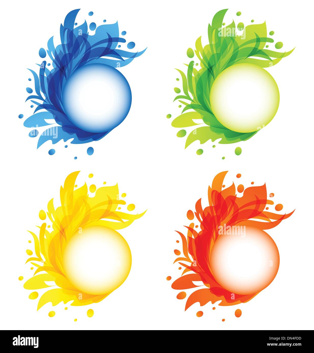 Vier Saison blühen bunte Rahmen isoliert Stock Vektor