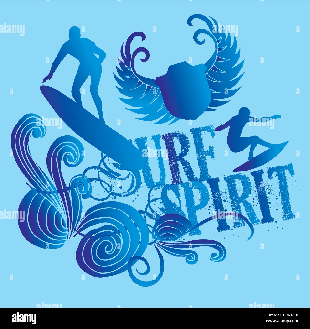 Pazifische Surfer-Vektor-Grafik-design Stock Vektor