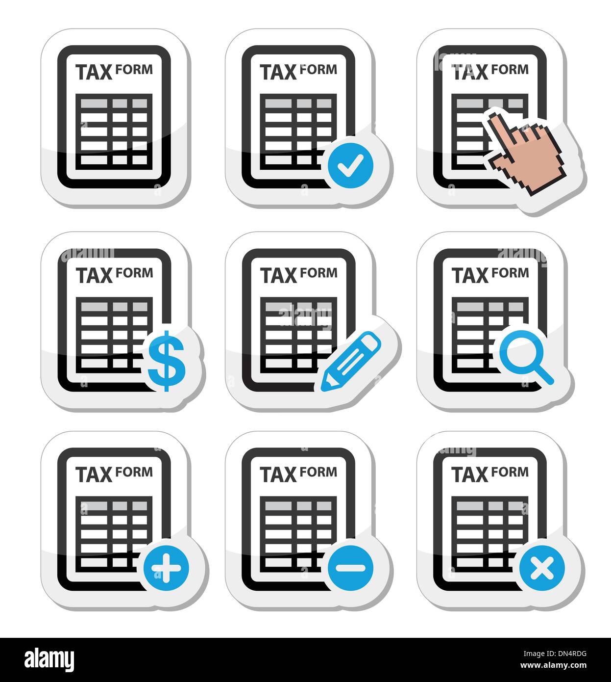 Steuererklärung, Steuern, Finanzen-Vektor-Icons set Stock Vektor