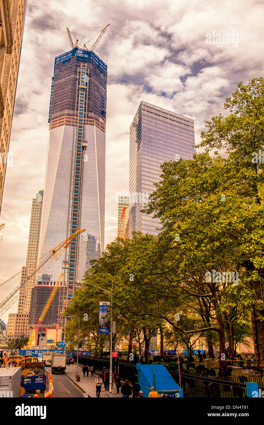 Bau Phase, New York City, One World Trade Center, höchste Gebäude westliche Hemisphäre Stockfoto
