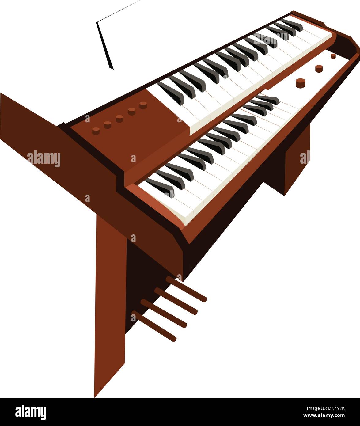 Ein Retro-Orgel, Isolated on White Background Stock Vektor