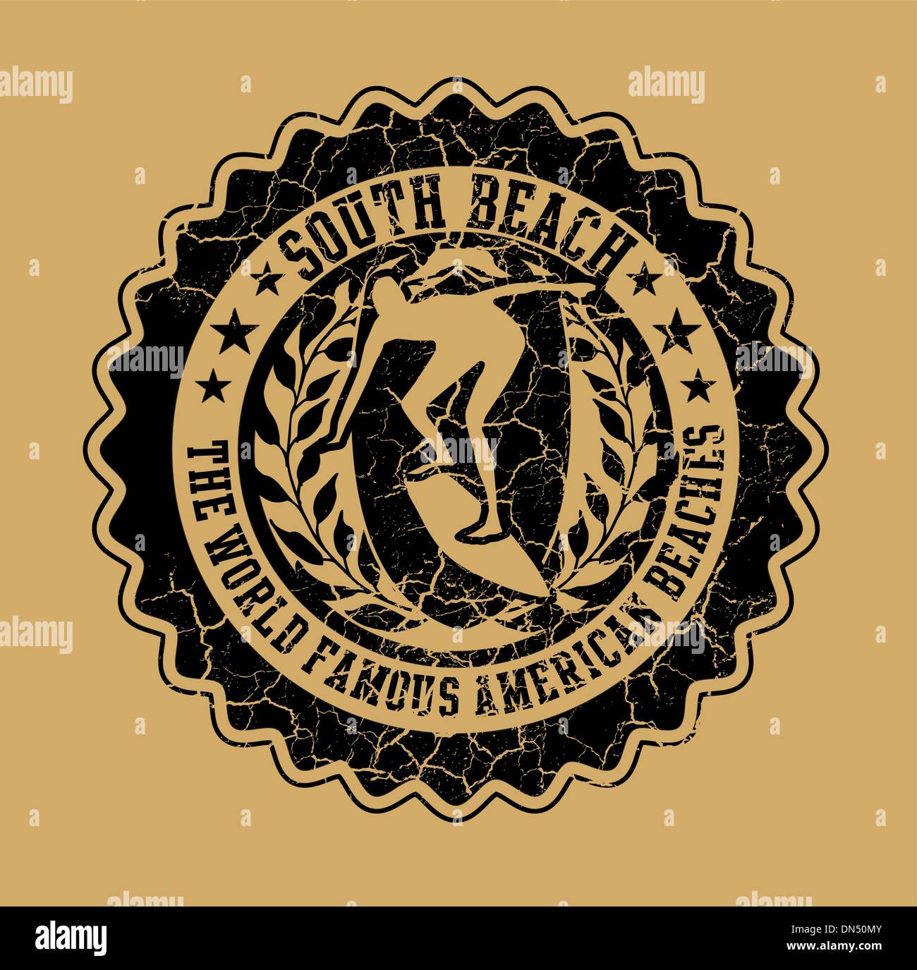 Druck-Surfer-Abzeichen-Vektorgrafiken Stock Vektor