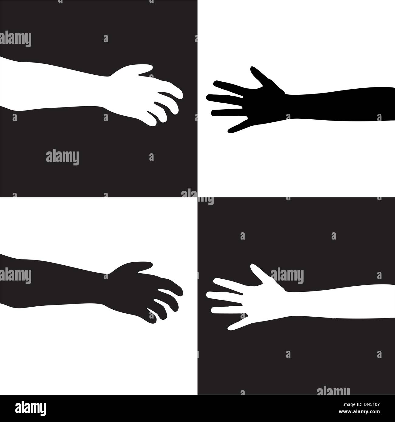 schwarze und weiße Hände Stock Vektor