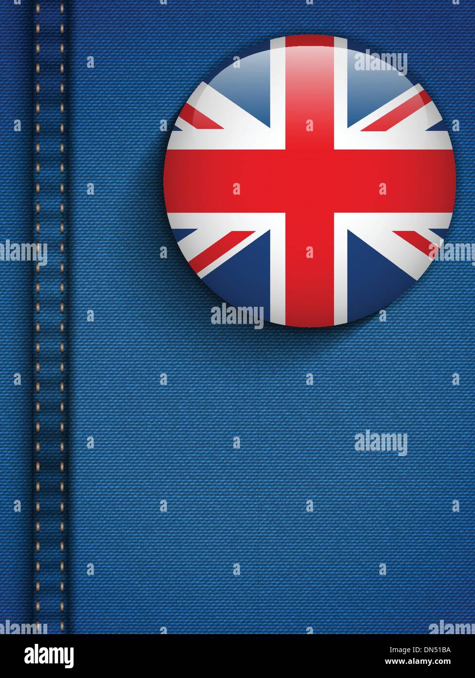 Schaltfläche "UK Flagge" in Jeans-Tasche Stock Vektor