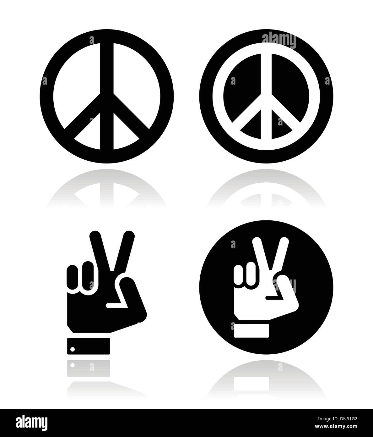 Frieden, Hand Geste Vektor-Icons set Stock Vektor