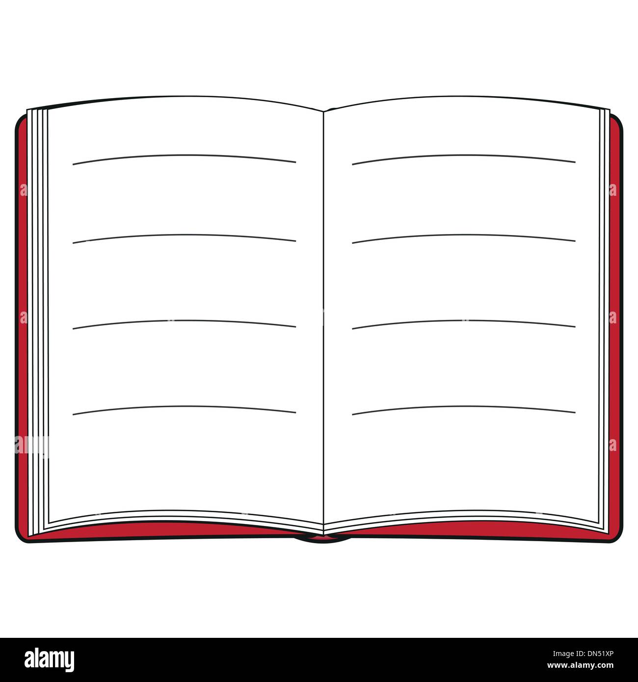 Öffnen Sie Adressbuch mit isoliert auf weiss. Vektor-Illustration. Stock Vektor