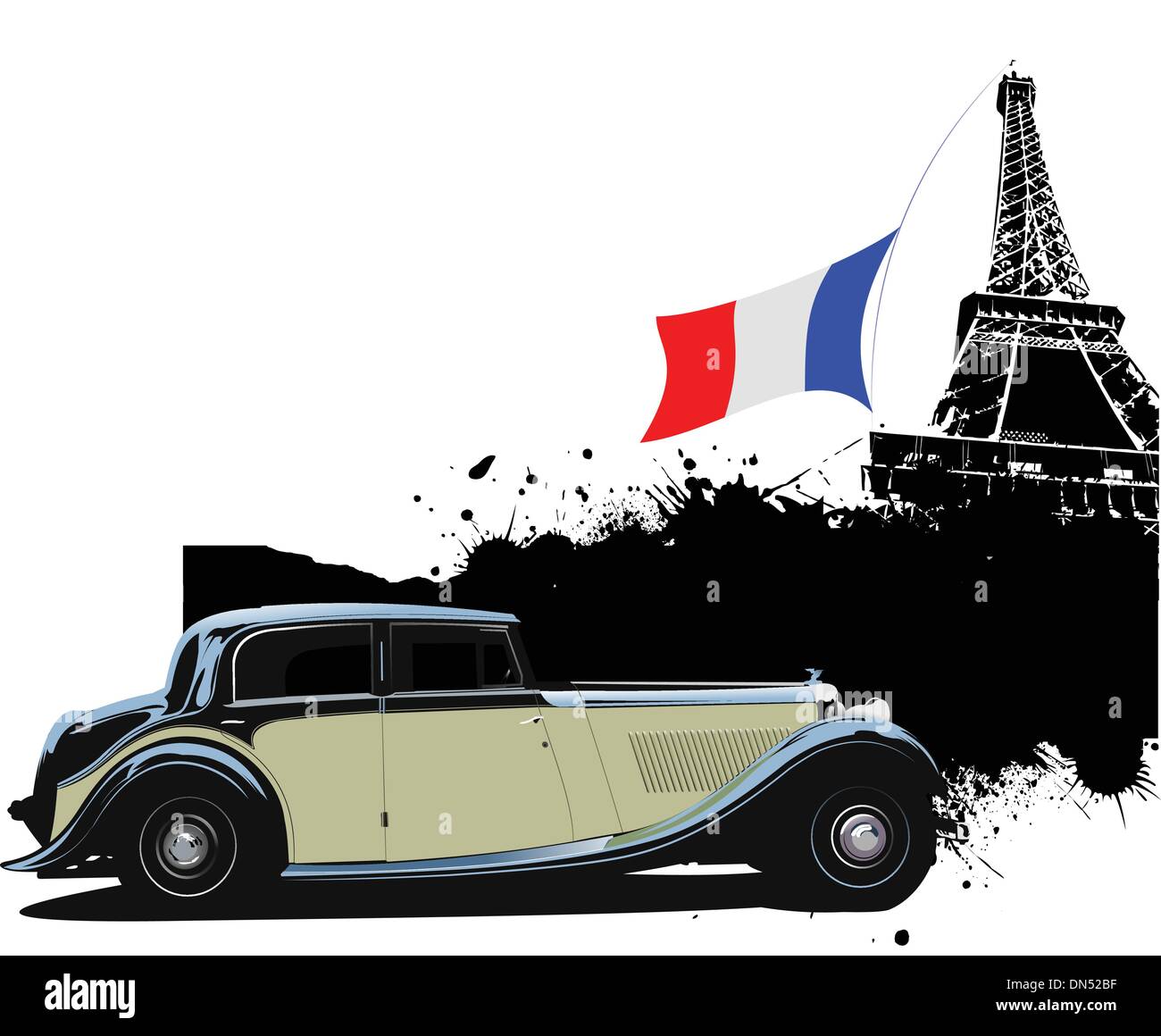 Abdeckung für Broschüre mit Paris und Seltenheit geschlossenes Dach Cabrio ich Stock Vektor