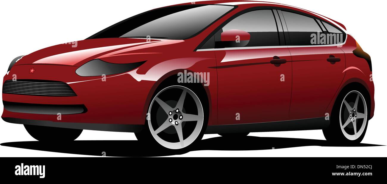 Rot-braune Fließheck Auto auf der Straße. Vektor-illustration Stock Vektor