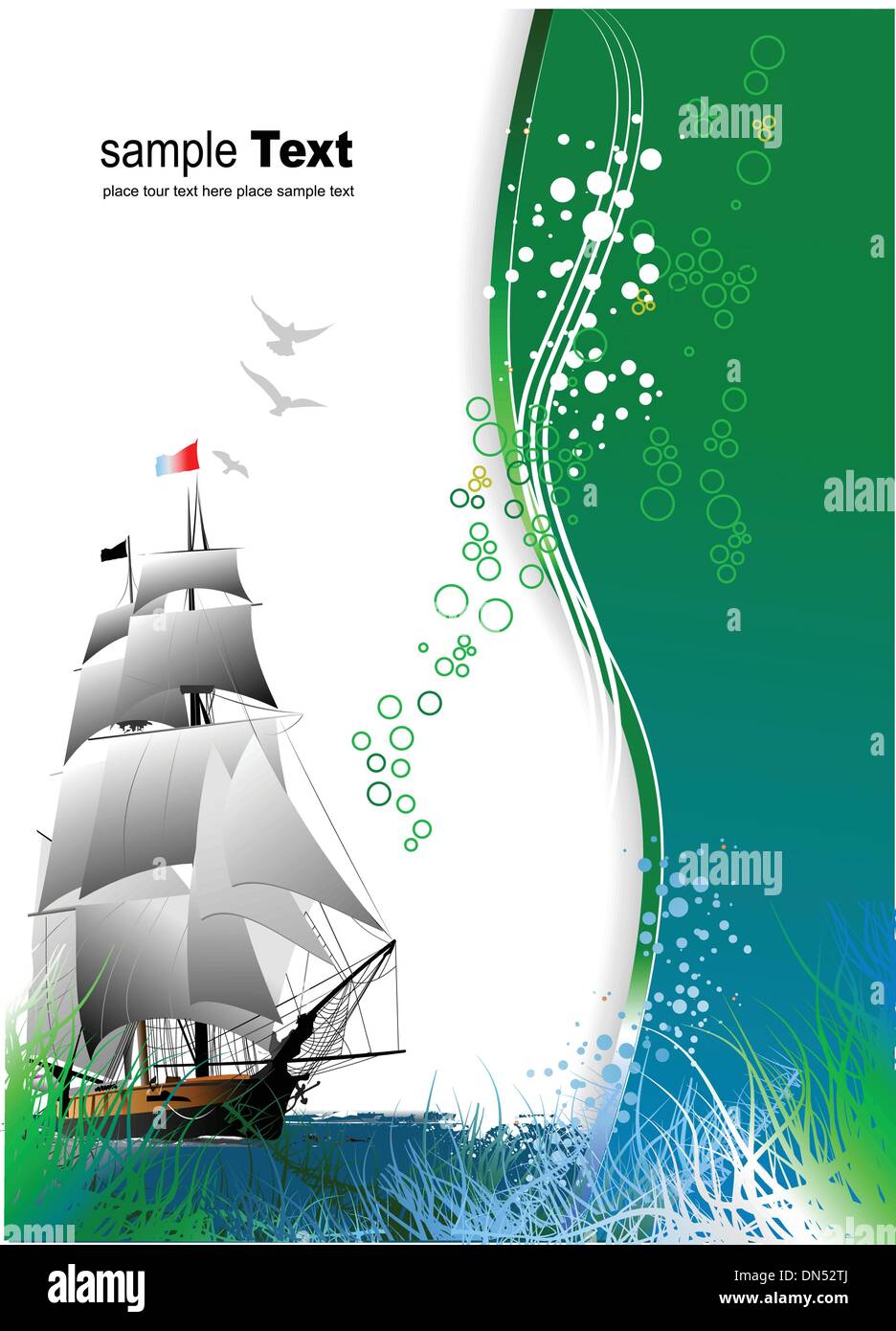 Abdeckung für Broschüre mit alten Segelschiff Stock Vektor