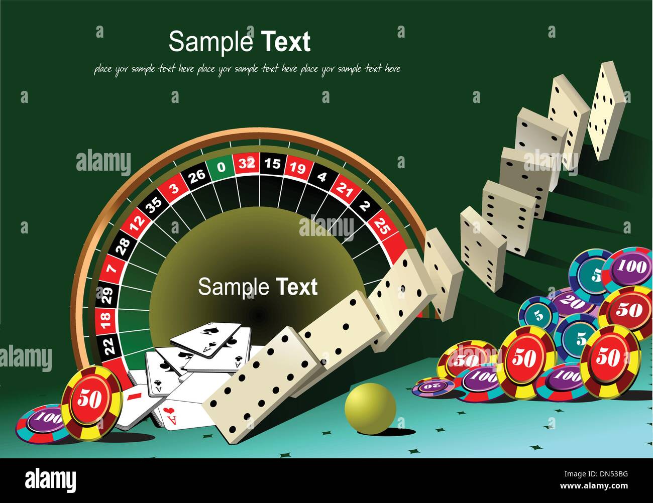 Casino-Elemente mit Domino-Prinzip. Vektor-illustration Stock Vektor