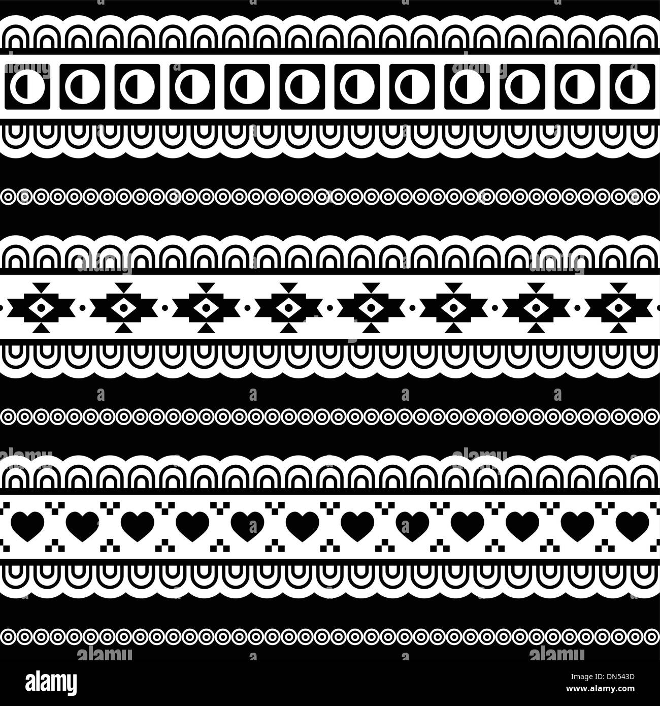 Stammes-Musterdesign, aztekische schwarzen und weißen Hintergrund Stock Vektor