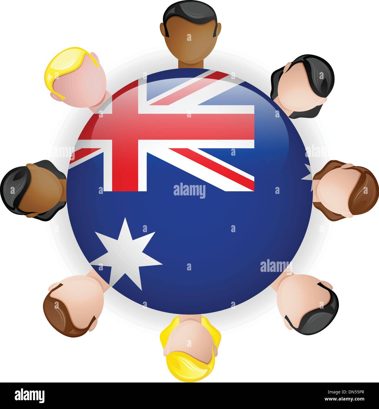 Australien Flagge Button Teamwork Volksgruppe Stock Vektor