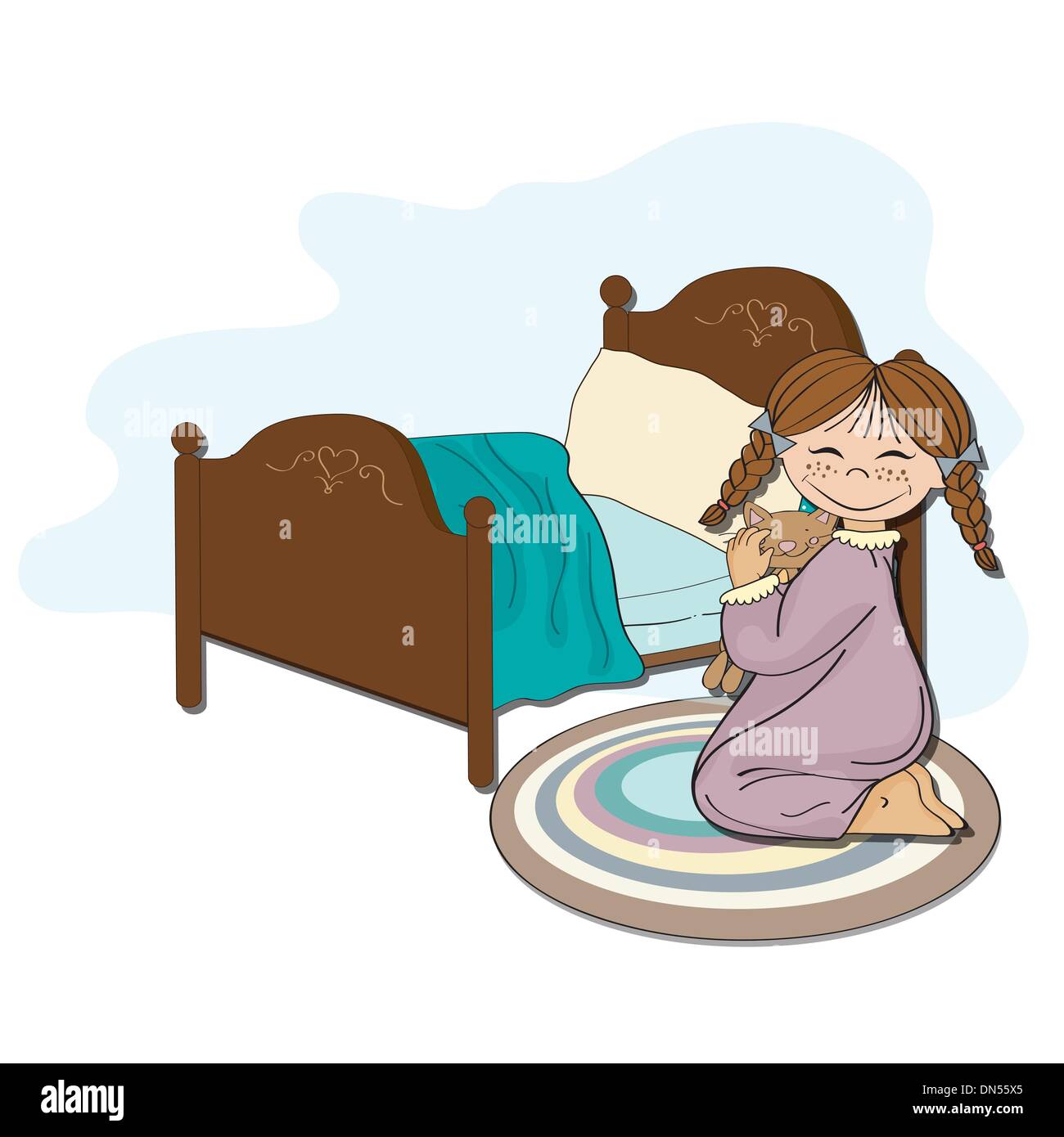 kleines Mädchen bereitet sich auf Schlaf Stock Vektor
